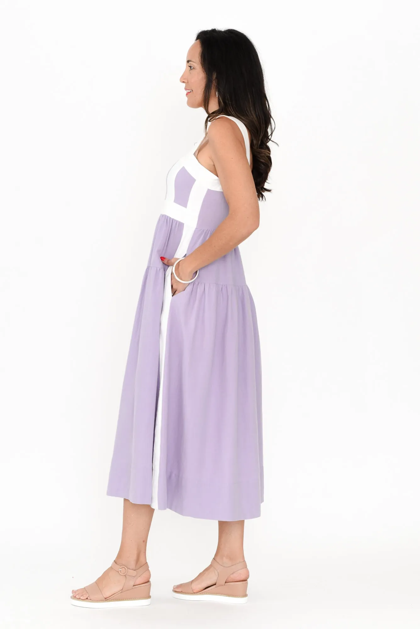 Jolie Purple Trim Cotton Blend Dress sold by Blue Bungalow product image thumbnail 3
