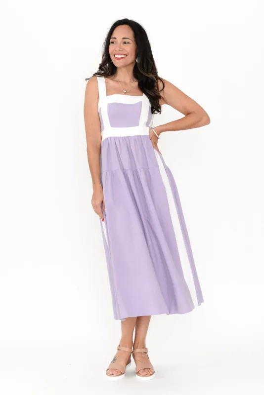 Jolie Purple Trim Cotton Blend Dress sold by Blue Bungalow