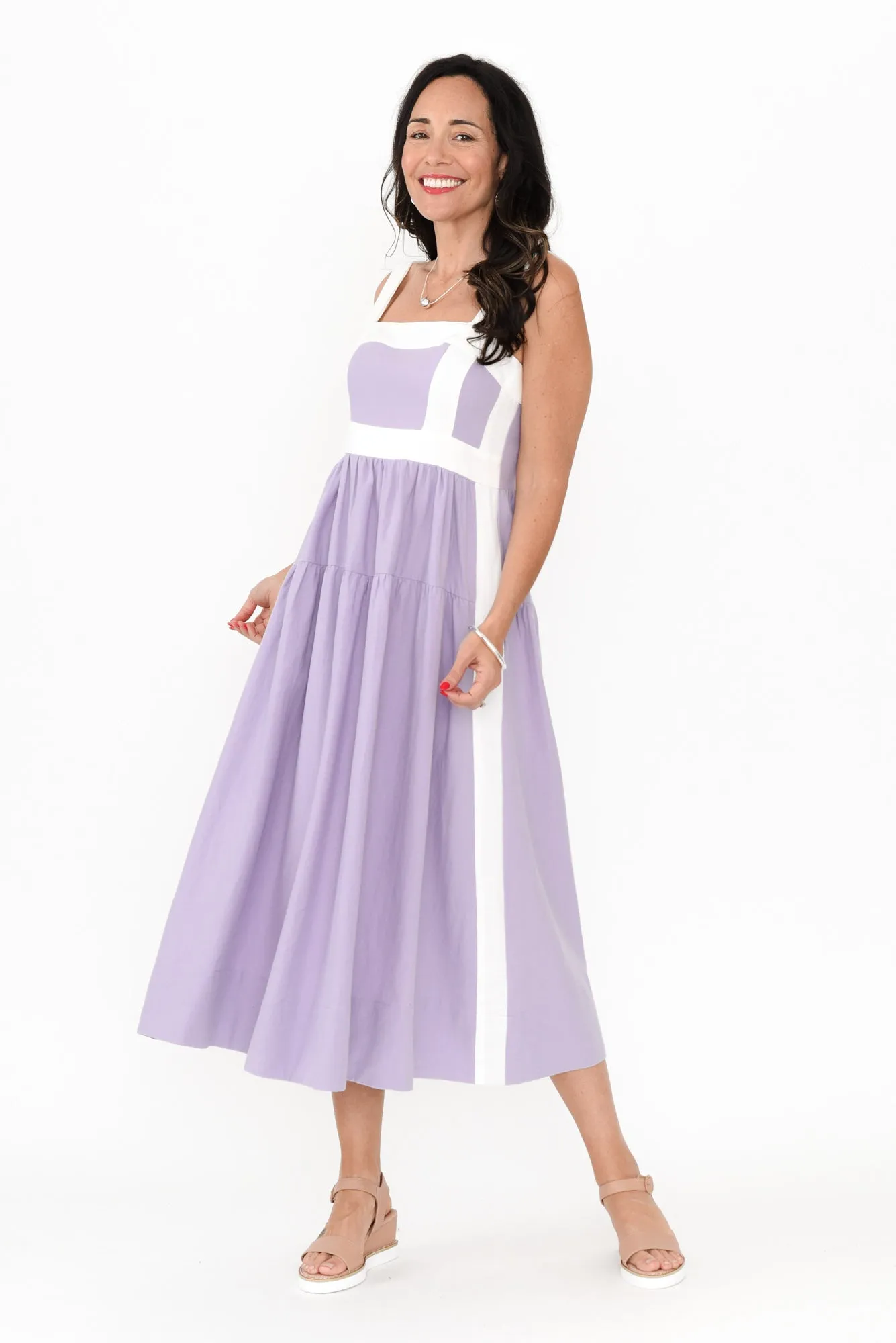 Jolie Purple Trim Cotton Blend Dress sold by Blue Bungalow product image thumbnail 2