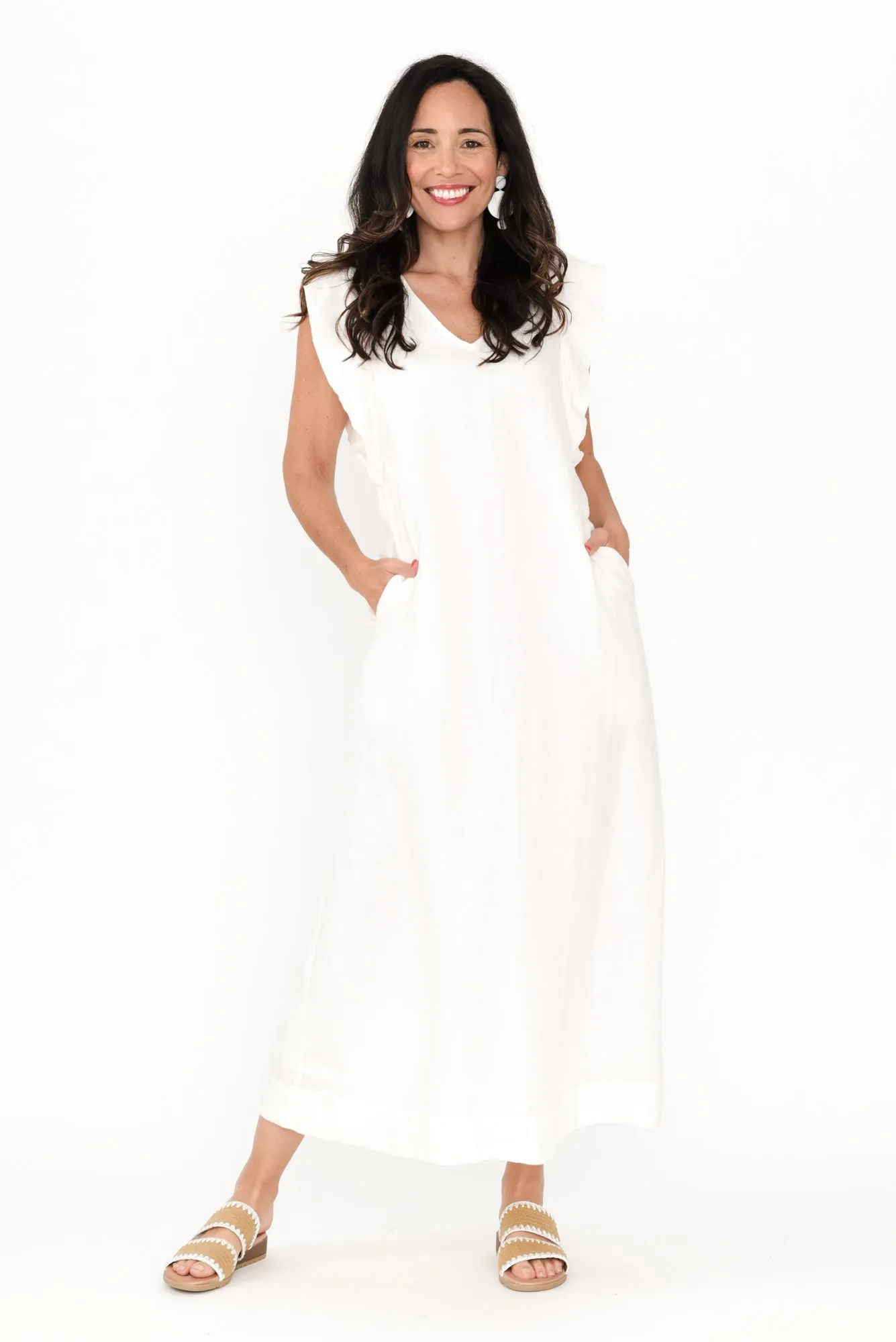 Matilda White Linen Dress sold by Blue Bungalow product image thumbnail 2