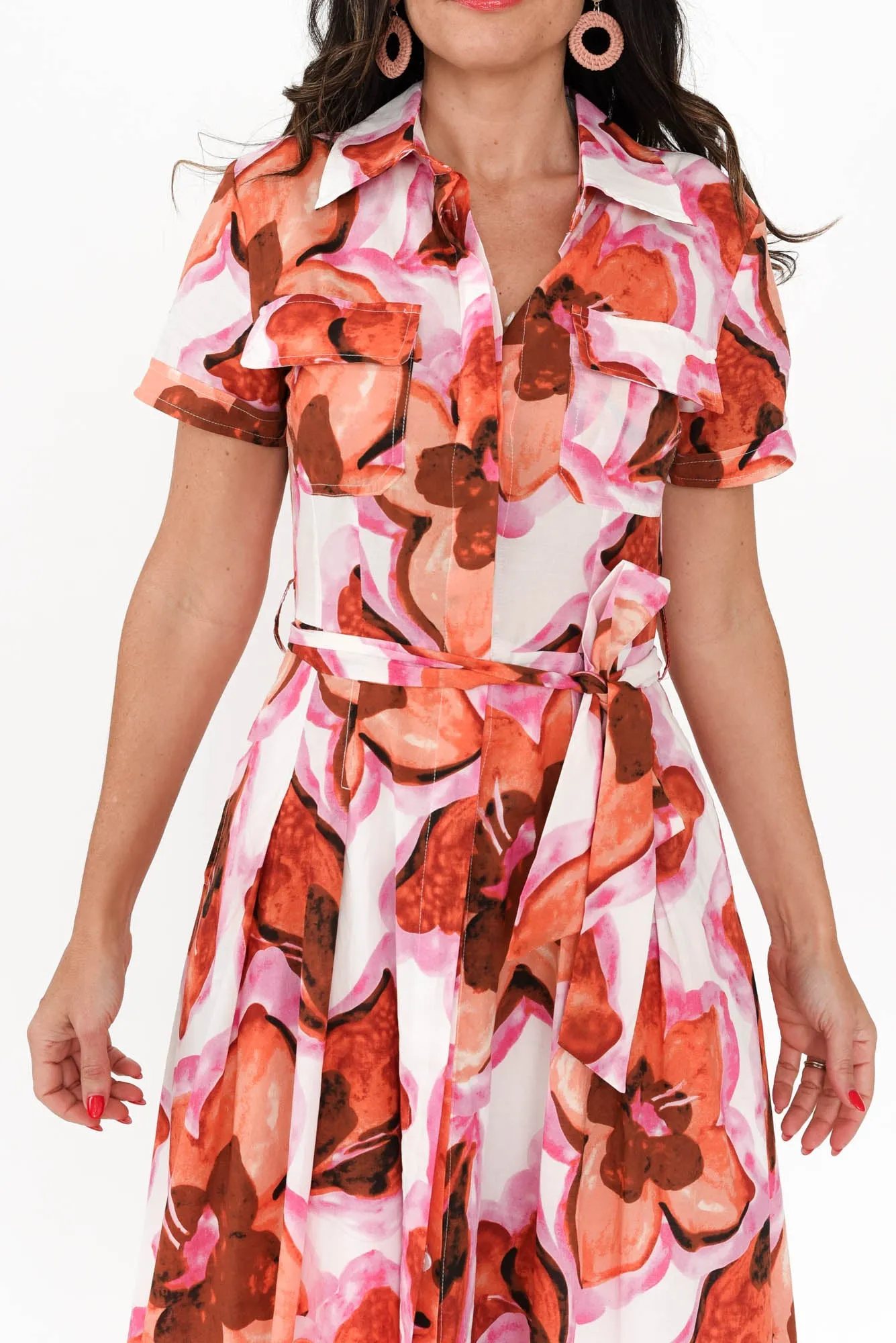 Rossellini Pink Floral Cotton Tie Dress sold by Blue Bungalow product image thumbnail 5
