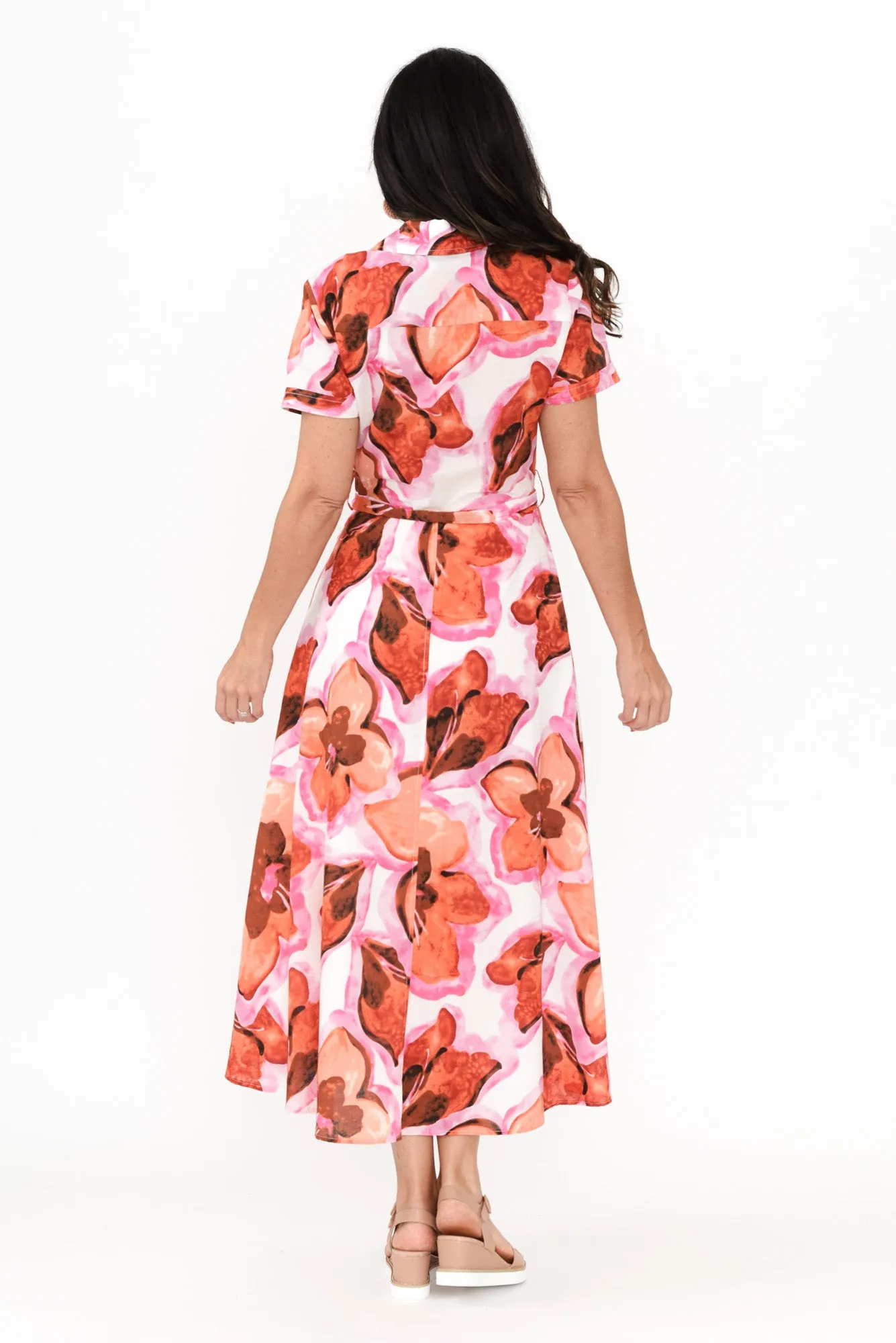 Rossellini Pink Floral Cotton Tie Dress sold by Blue Bungalow product image thumbnail 4