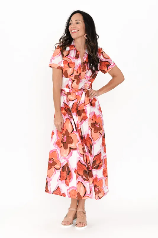 Rossellini Pink Floral Cotton Tie Dress sold by Blue Bungalow