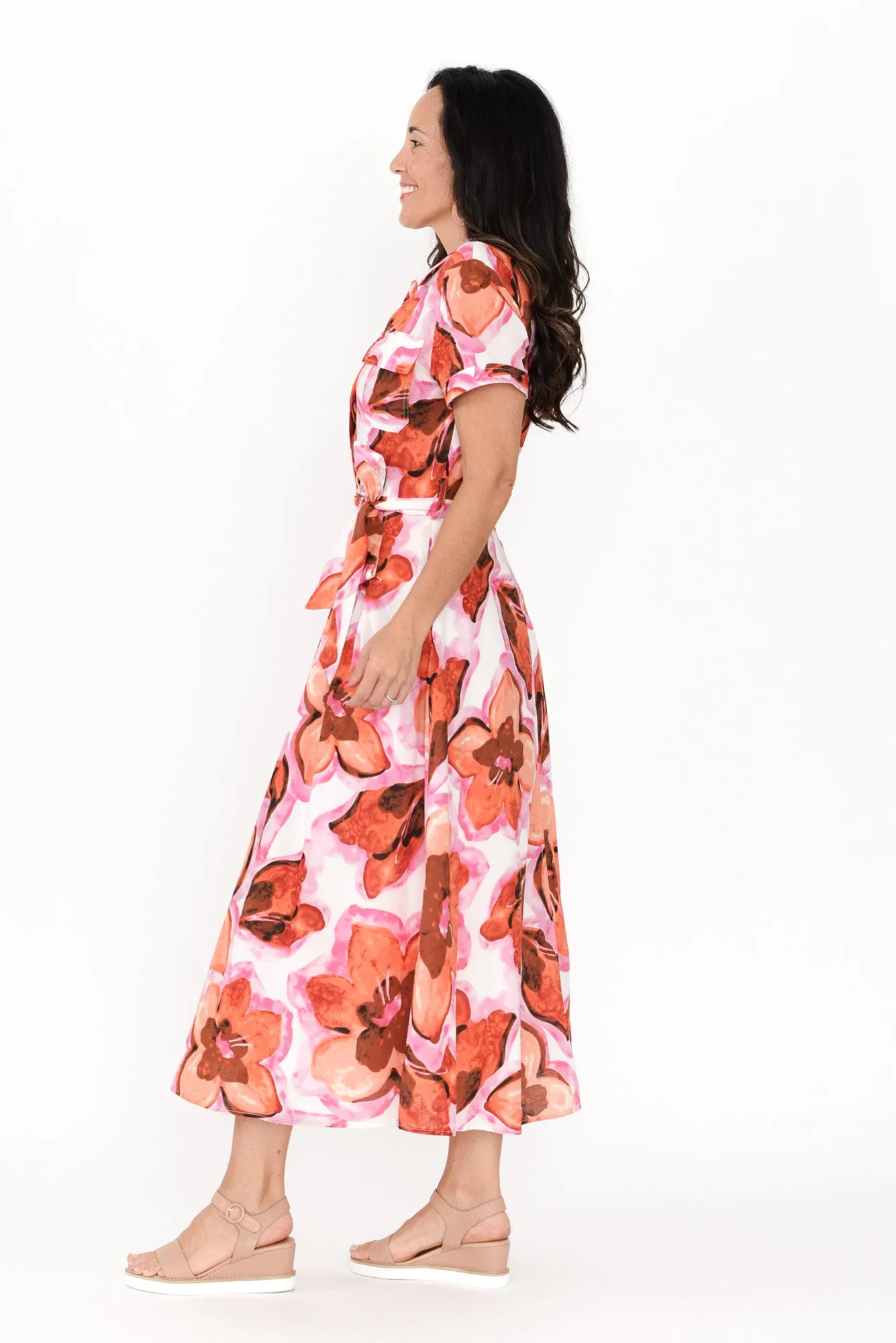 Rossellini Pink Floral Cotton Tie Dress sold by Blue Bungalow product image thumbnail 3