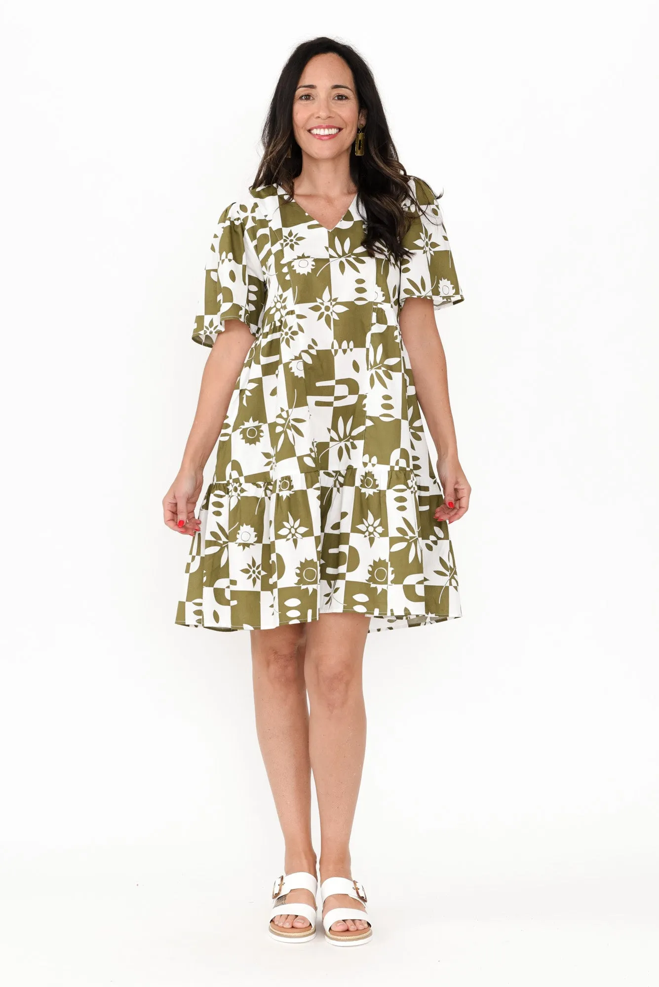 Bacardi Khaki Tile Cotton Dress sold by Blue Bungalow product image thumbnail 2