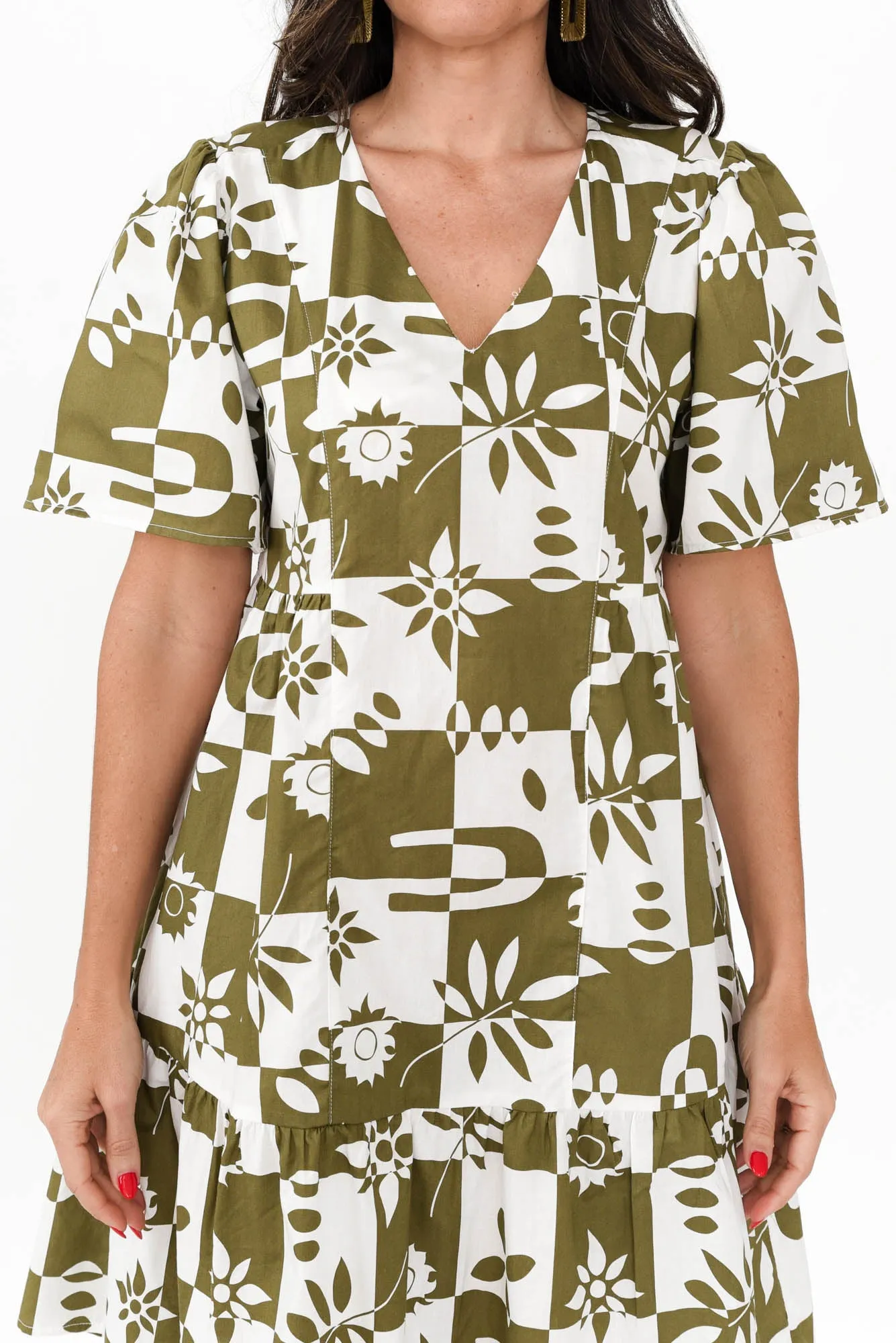 Bacardi Khaki Tile Cotton Dress sold by Blue Bungalow product image thumbnail 5