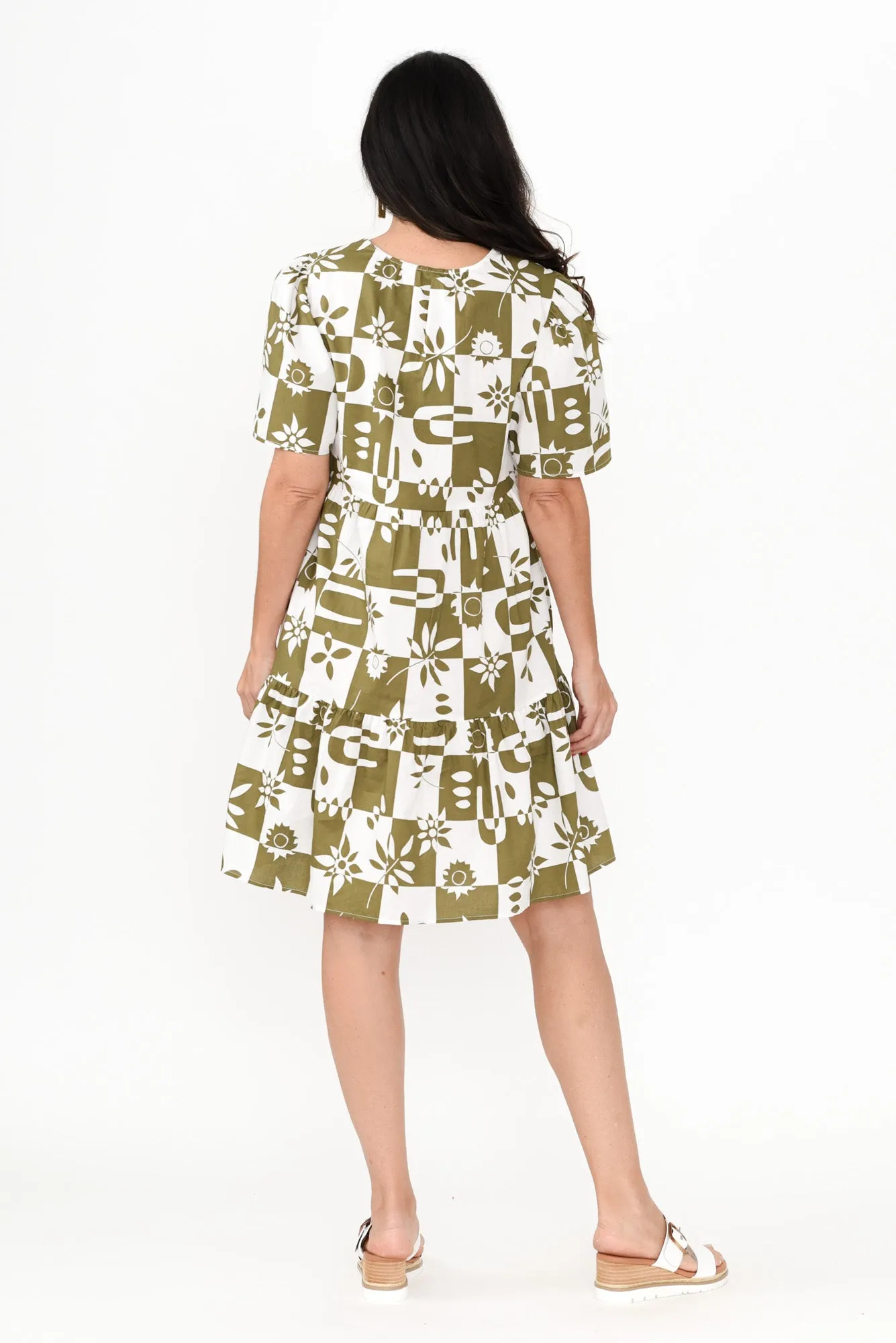 Bacardi Khaki Tile Cotton Dress sold by Blue Bungalow product image thumbnail 4