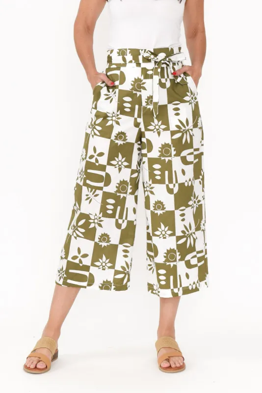 Cabo Khaki Tile Cotton Pants sold by Blue Bungalow