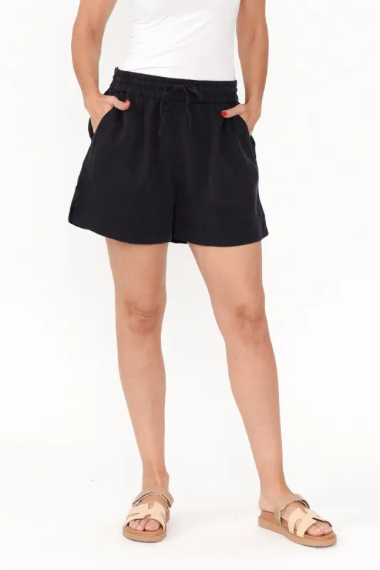 Blitz Washed Navy Lyocell Shorts sold by Blue Bungalow