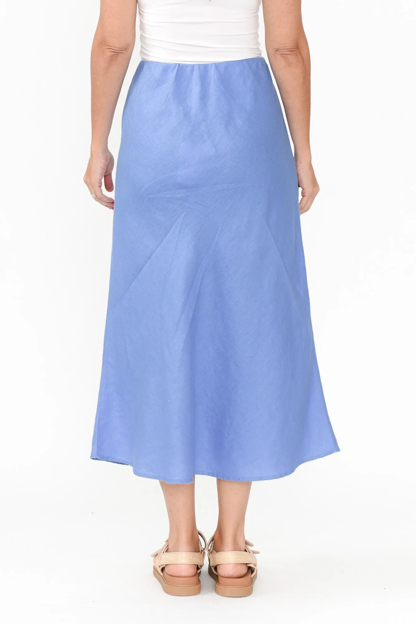 Eleni Blue Linen Blend Skirt sold by Blue Bungalow product image thumbnail 5
