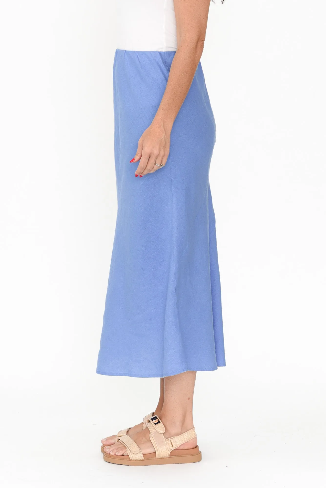 Eleni Blue Linen Blend Skirt sold by Blue Bungalow product image thumbnail 4