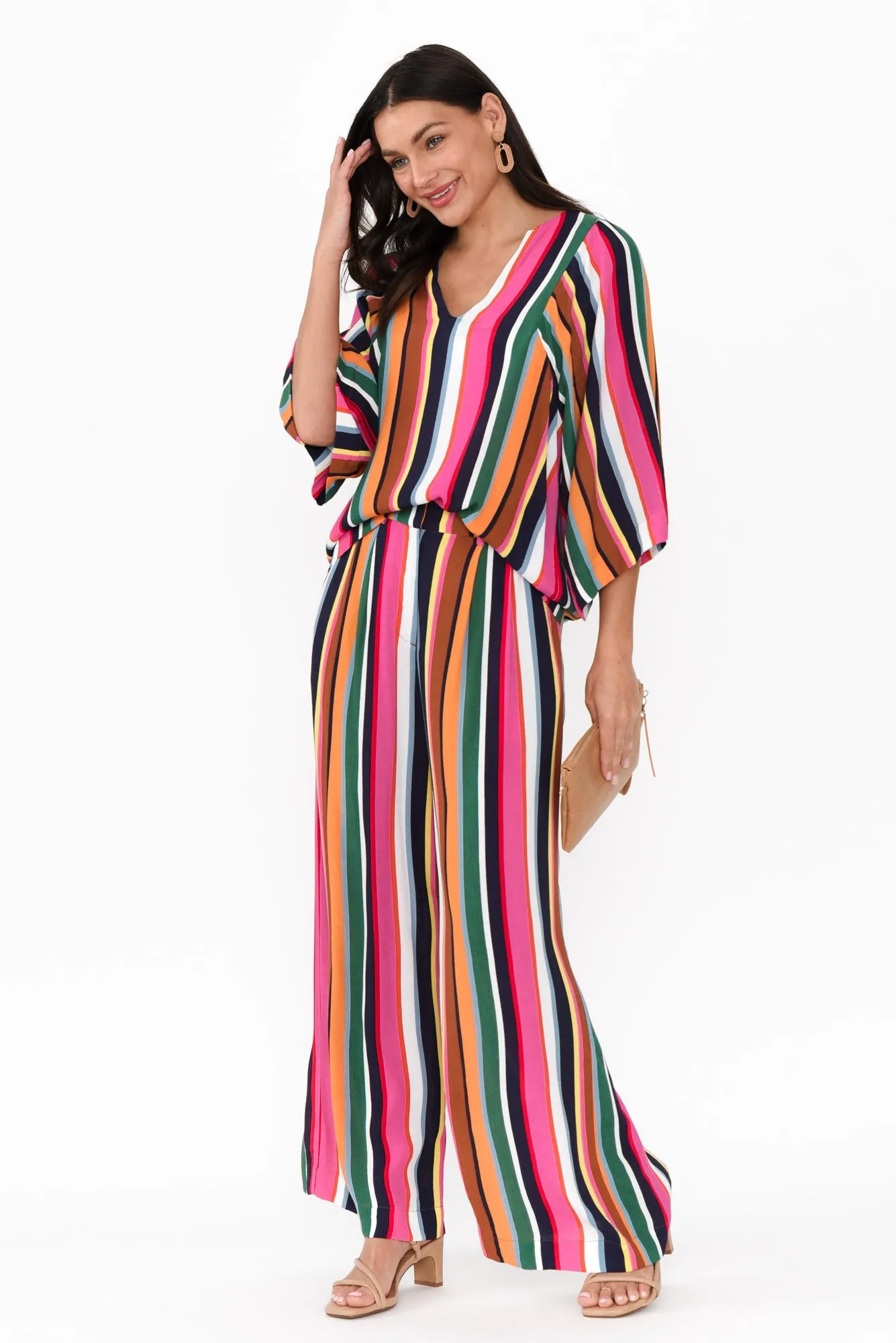 Dream Factory Multi Stripe Wide Leg Pants sold by Blue Bungalow product image thumbnail 2