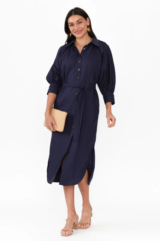 Almighty Navy Shirt Dress sold by Blue Bungalow