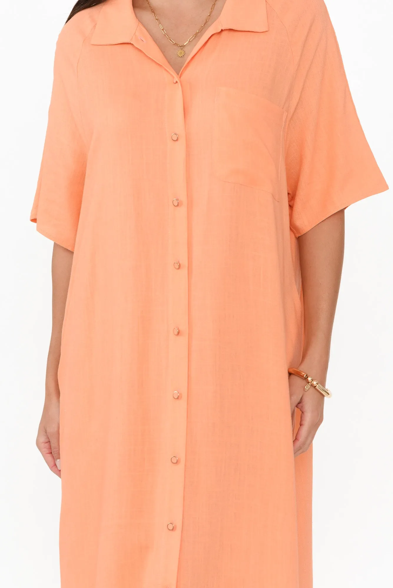 Statues Apricot Linen Blend Shirt Dress sold by Blue Bungalow product image thumbnail 5