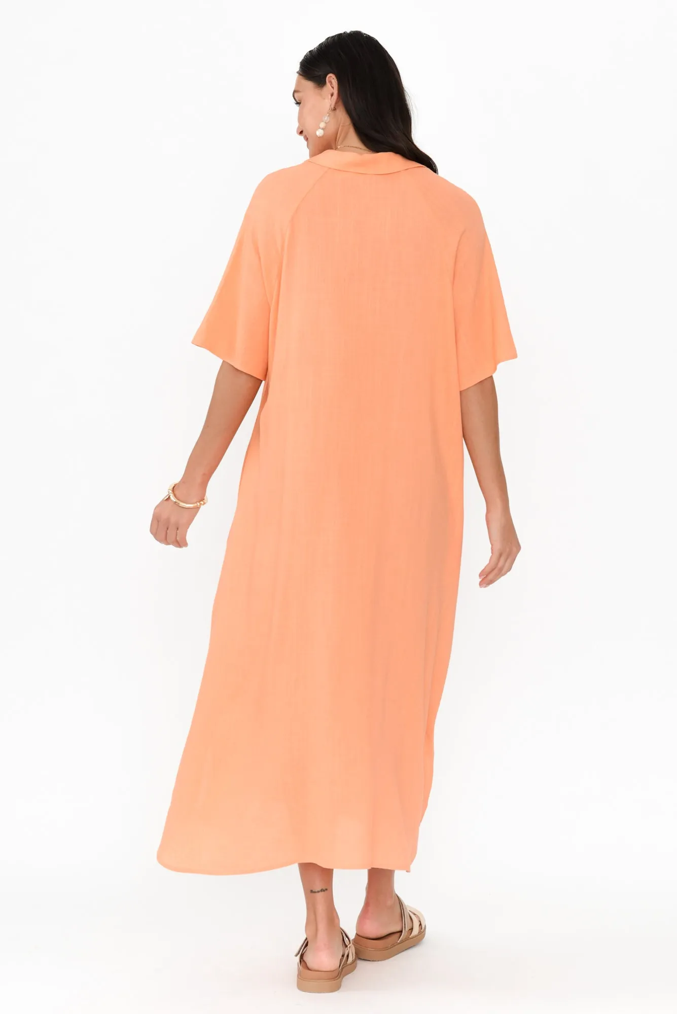 Statues Apricot Linen Blend Shirt Dress sold by Blue Bungalow product image thumbnail 4