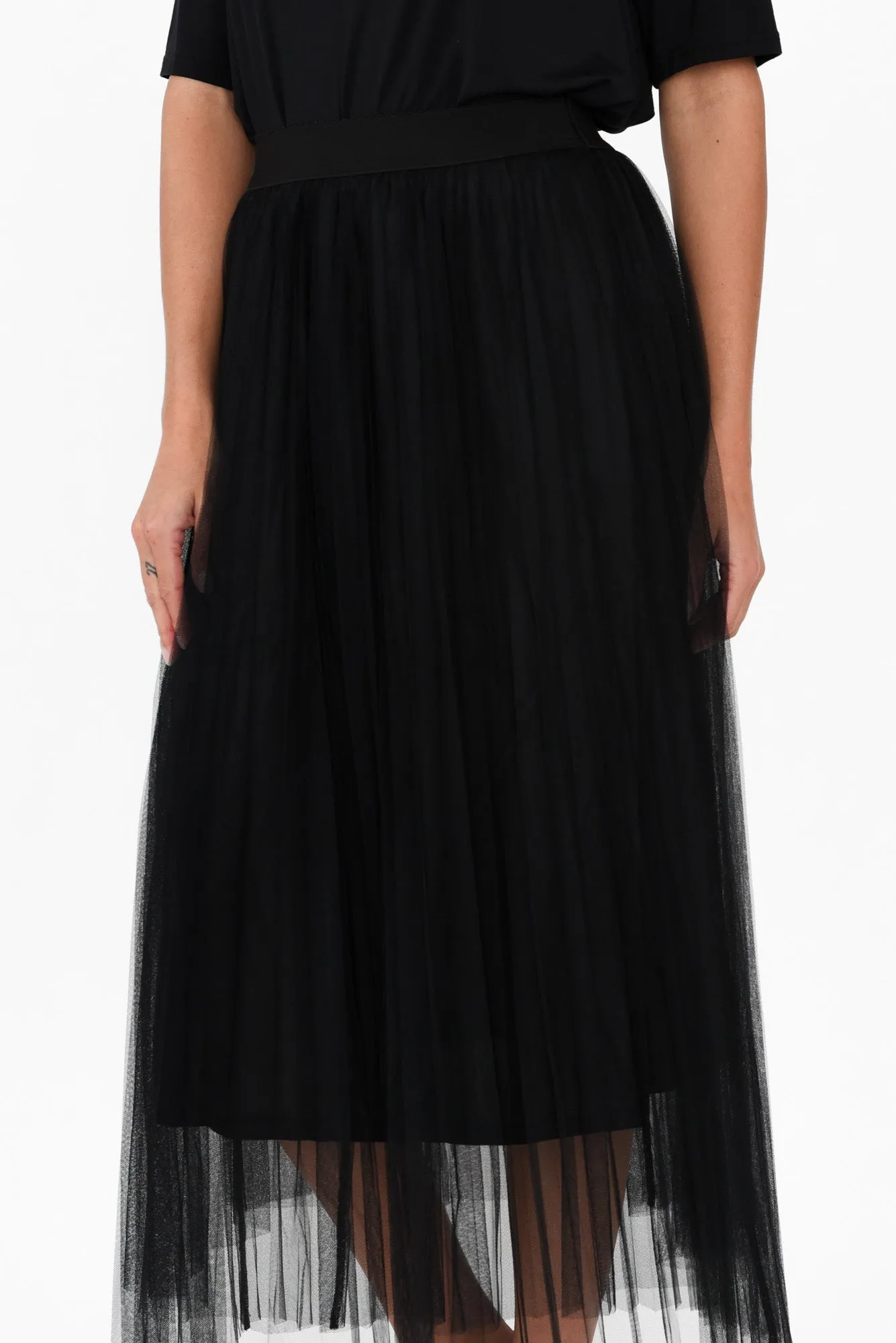 Sway Black Mesh Midi Skirt sold by Blue Bungalow product image thumbnail 5