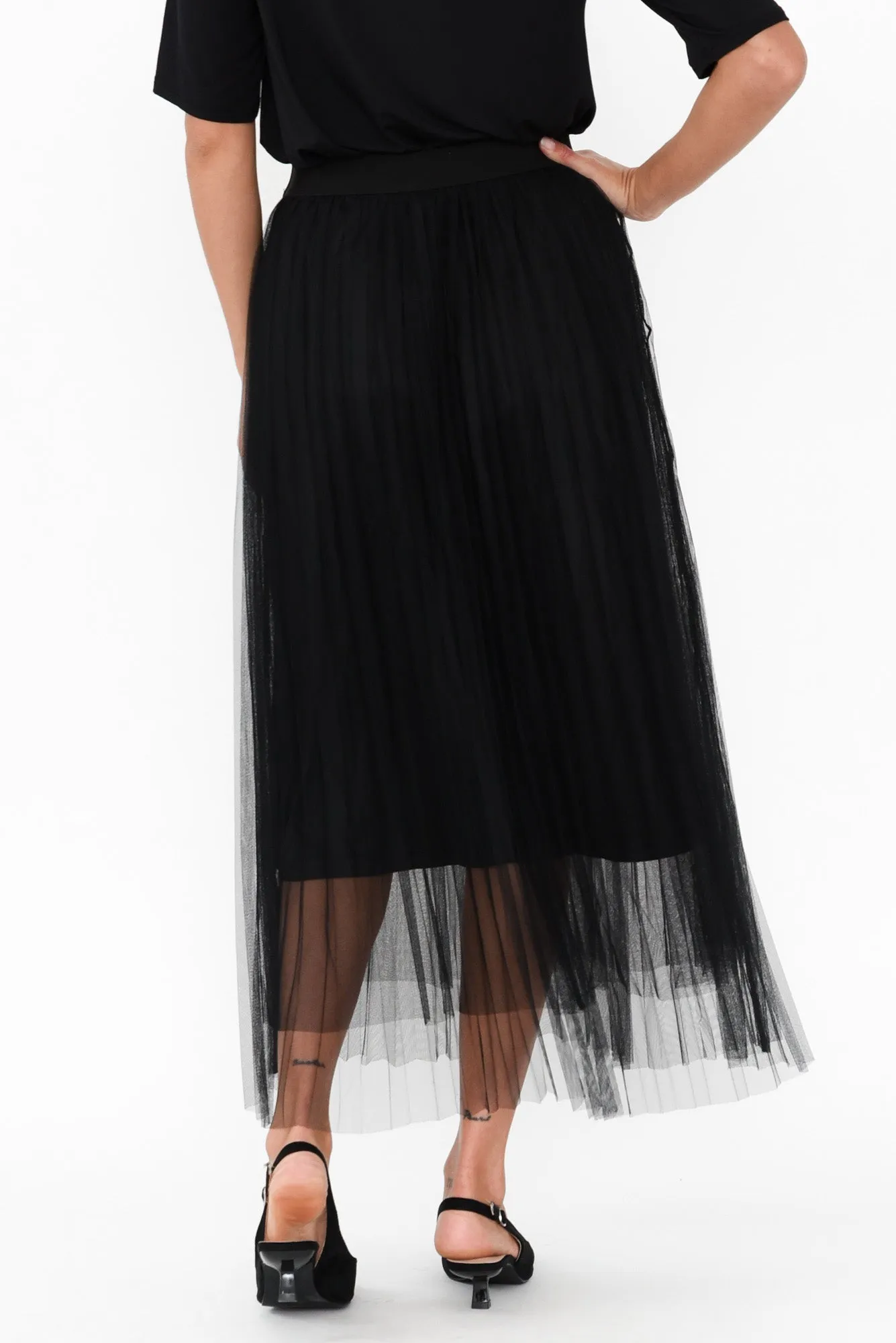 Sway Black Mesh Midi Skirt sold by Blue Bungalow product image thumbnail 3