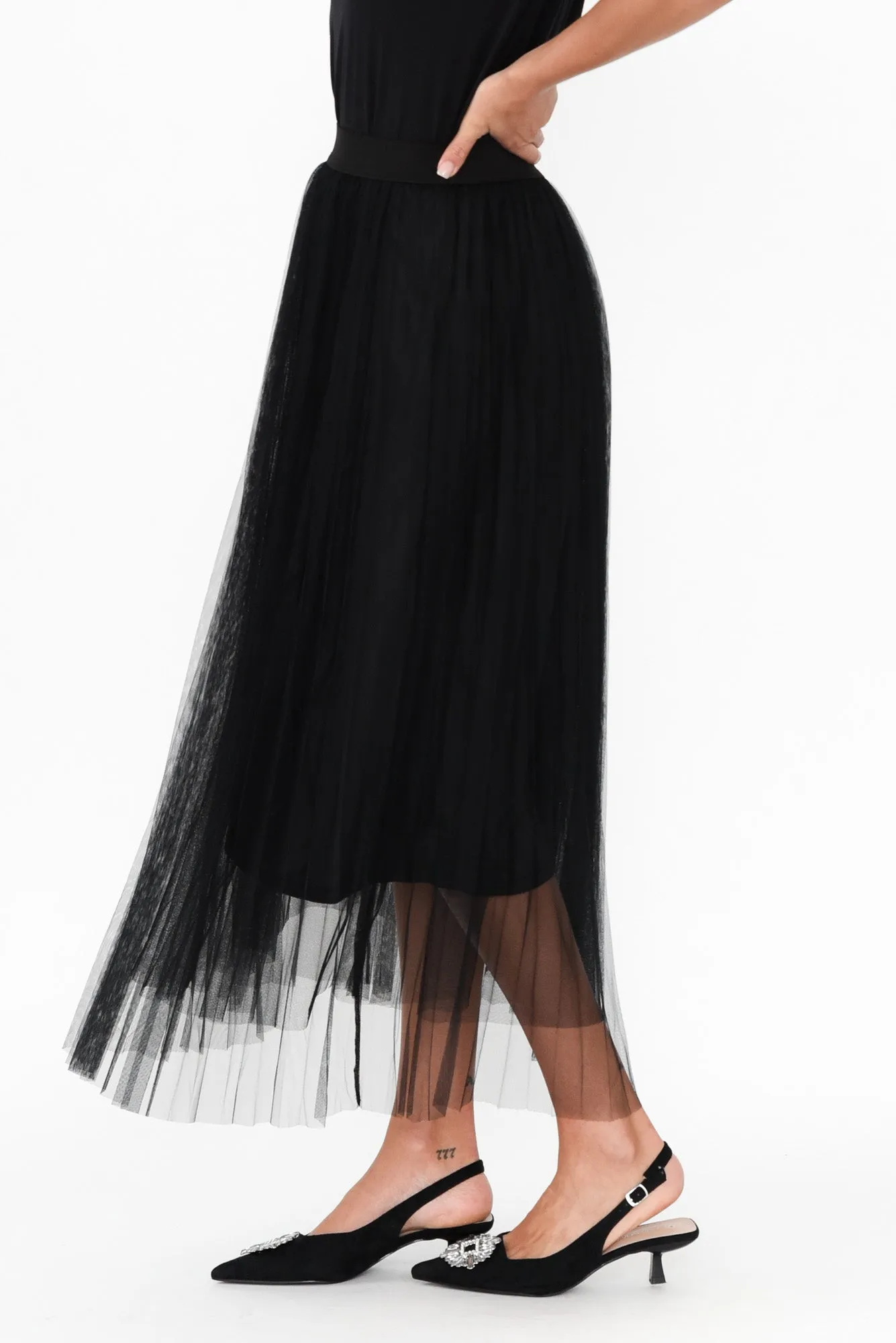 Sway Black Mesh Midi Skirt sold by Blue Bungalow product image thumbnail 4