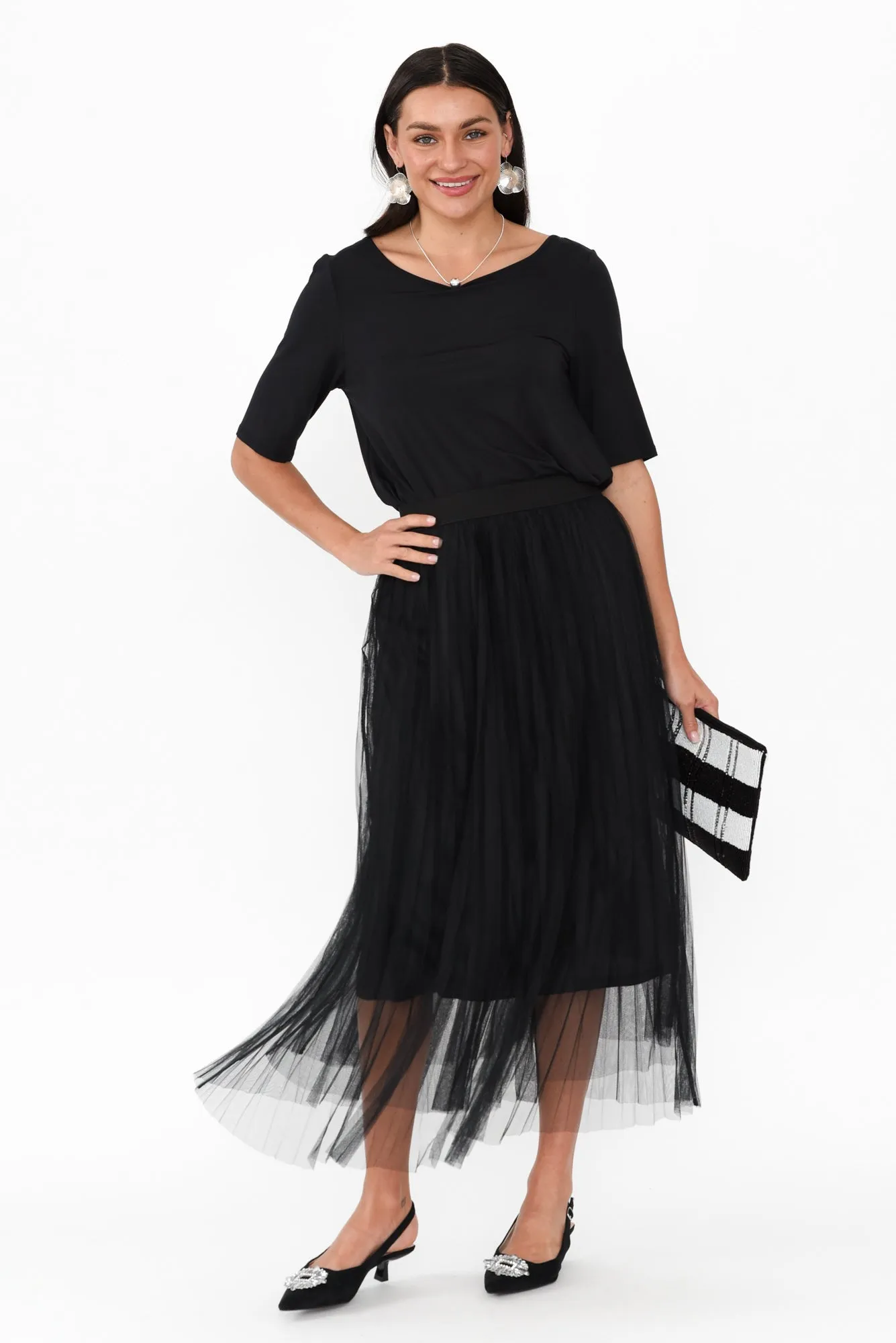 Sway Black Mesh Midi Skirt sold by Blue Bungalow product image thumbnail 2