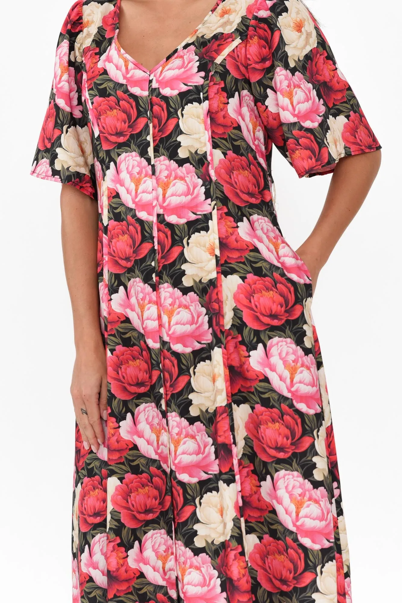 Lyrical Pink Floral Flutter Sleeve Dress sold by Blue Bungalow product image thumbnail 5