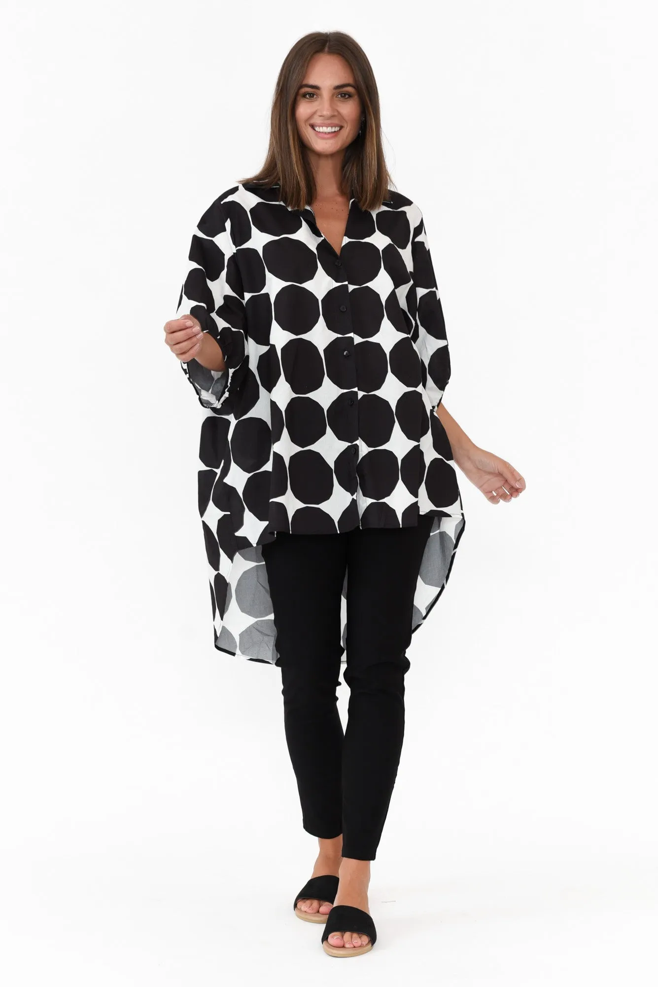 Sadie Black Abstract Spot Cotton Tunic Top sold by Blue Bungalow product image thumbnail 3