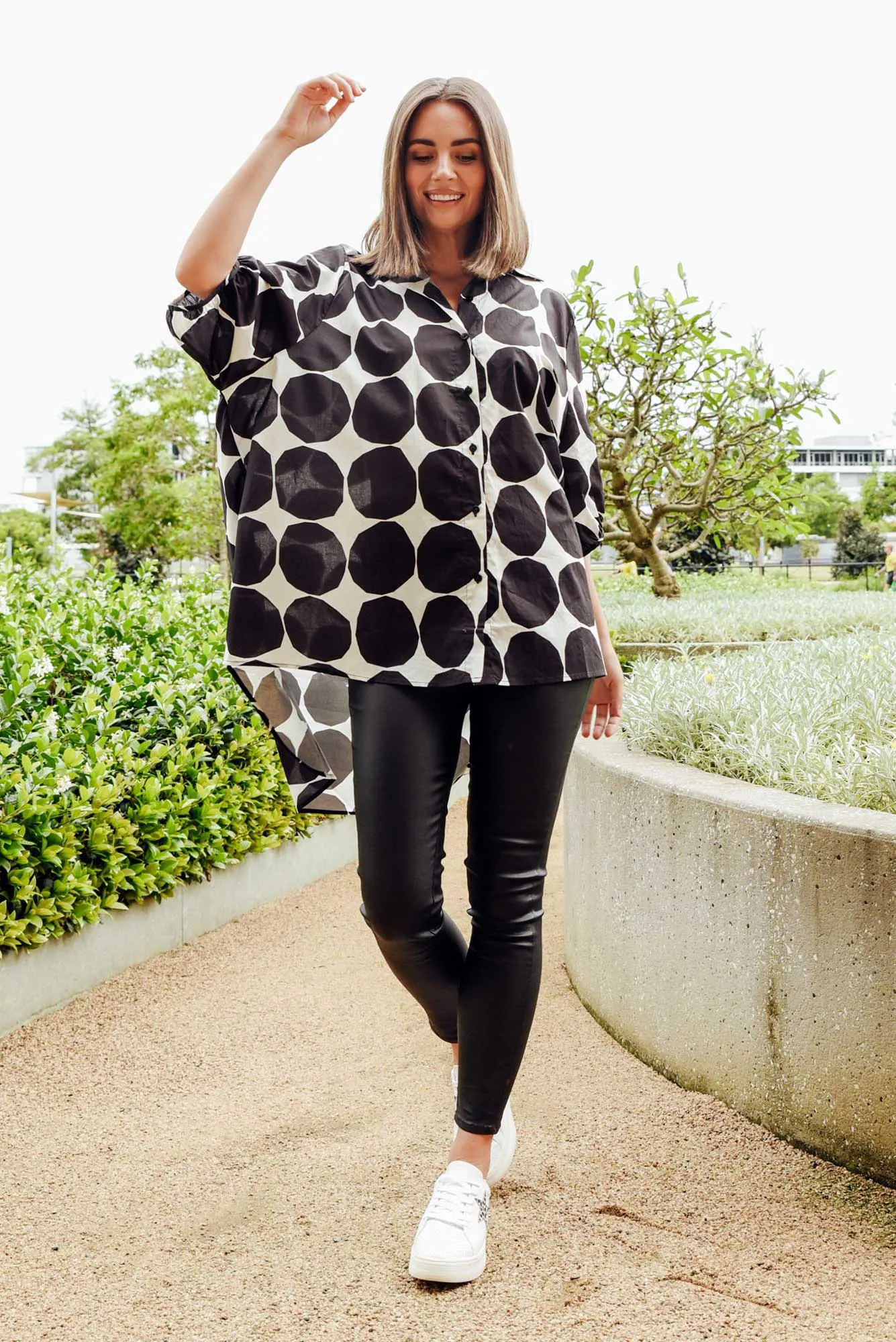Sadie Black Abstract Spot Cotton Tunic Top sold by Blue Bungalow product image thumbnail 2