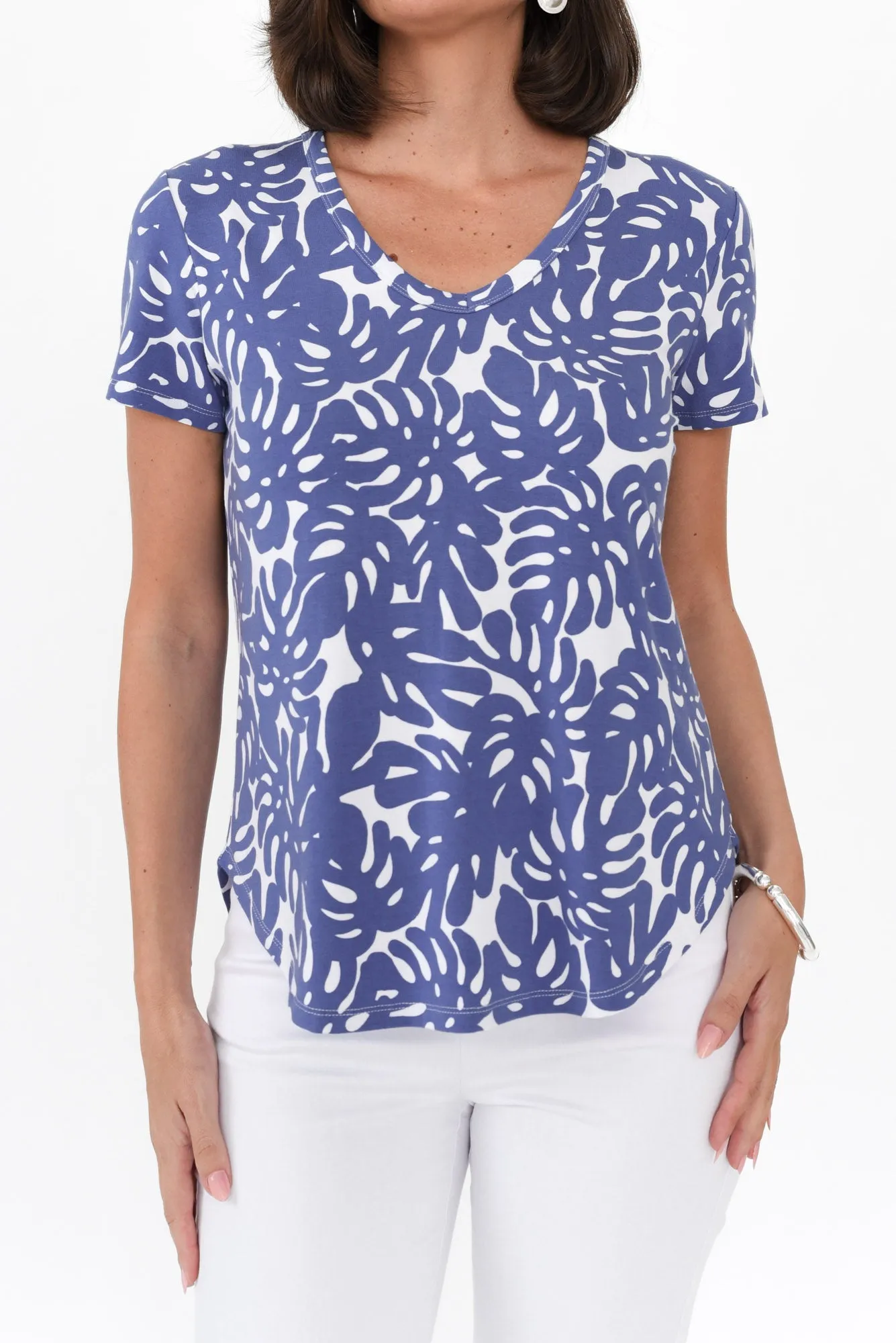 Veronica Lilac Leaf Bamboo Tee sold by Blue Bungalow product image thumbnail 5