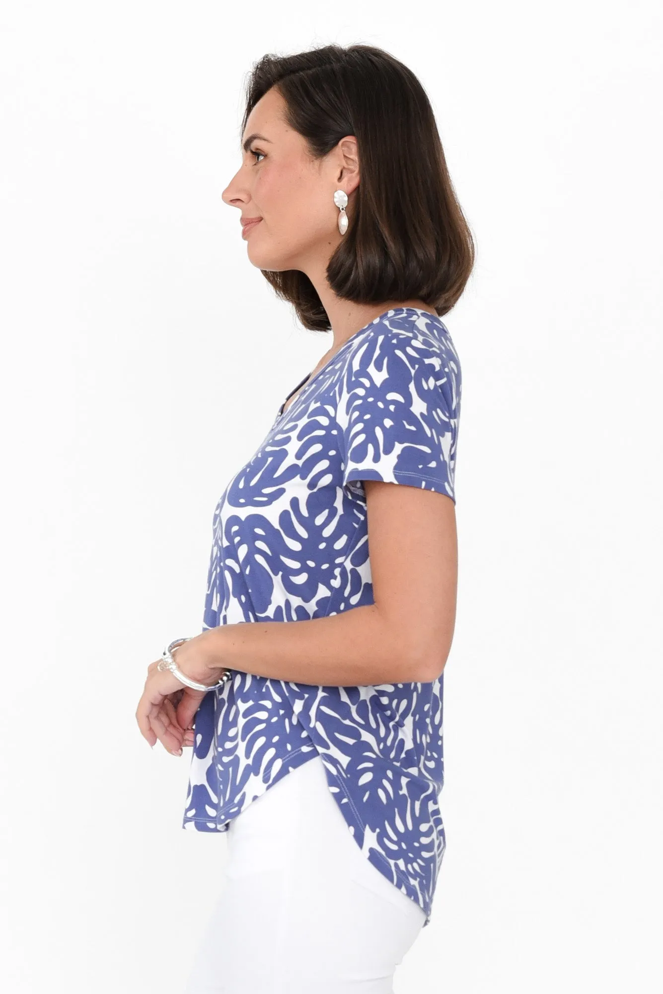 Veronica Lilac Leaf Bamboo Tee sold by Blue Bungalow product image thumbnail 3