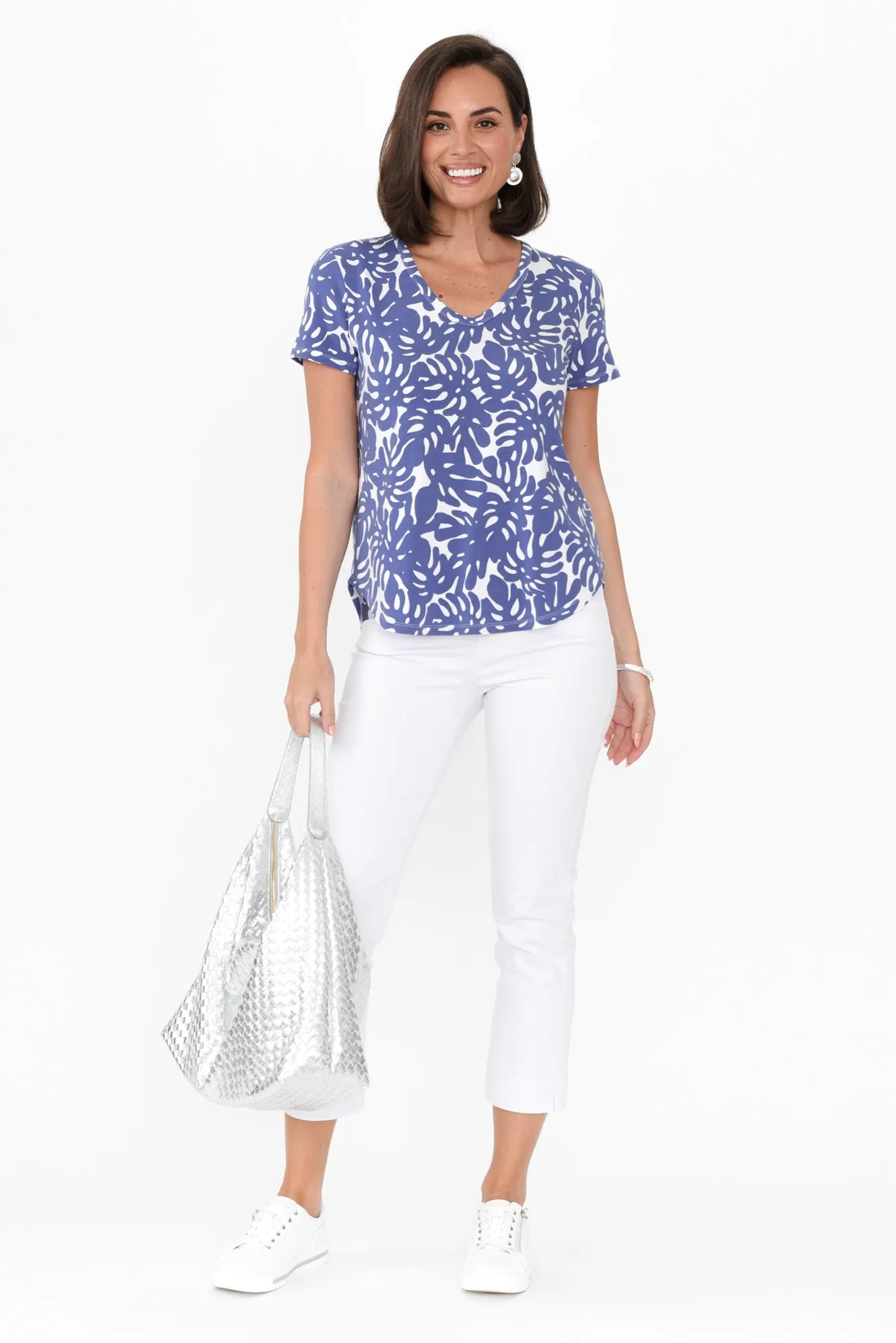 Veronica Lilac Leaf Bamboo Tee sold by Blue Bungalow product image thumbnail 2