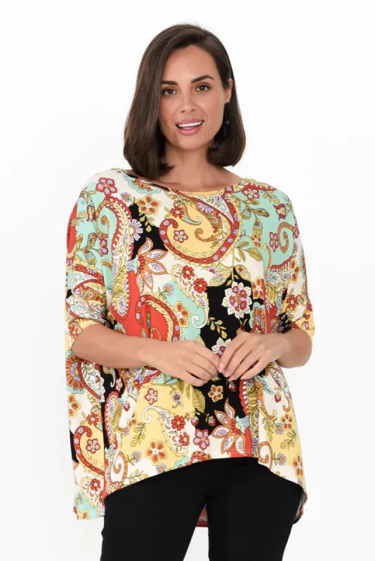 Gina Rust Paisley Bamboo Top sold by Blue Bungalow