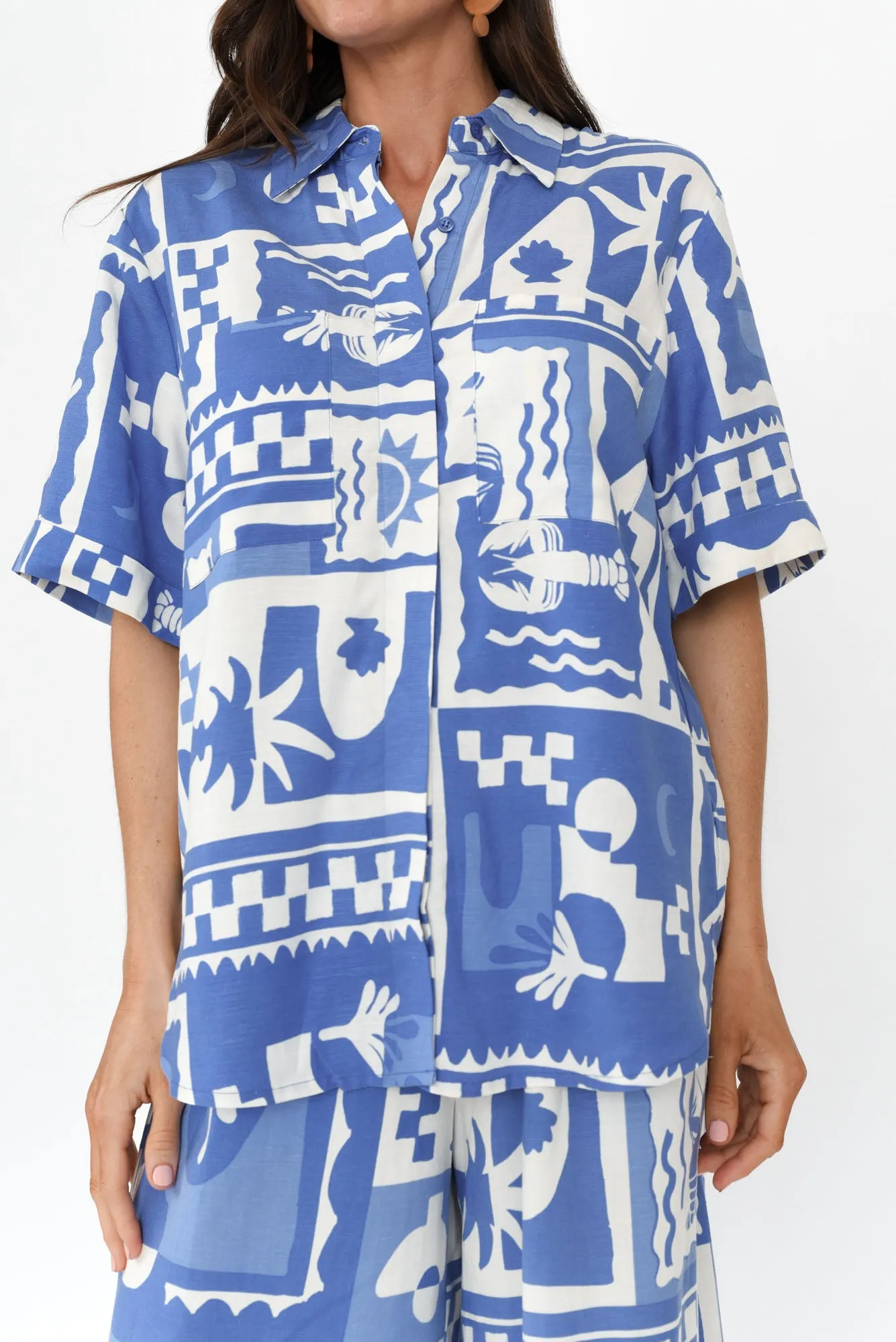 Holiday Blue Seaside Linen Blend Shirt sold by Blue Bungalow product image thumbnail 5