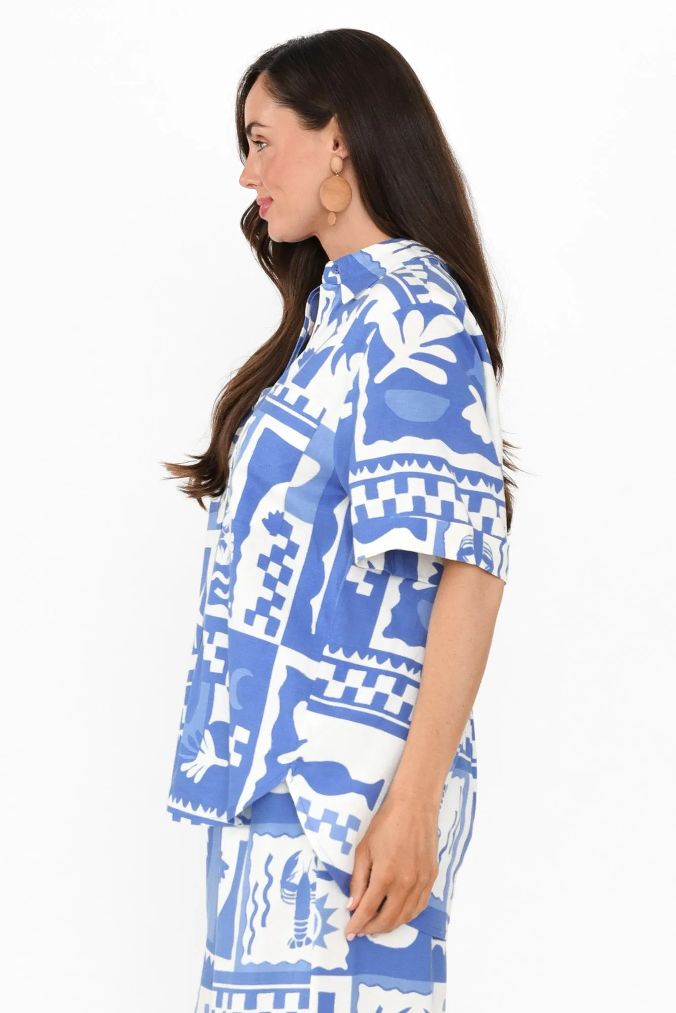 Holiday Blue Seaside Linen Blend Shirt sold by Blue Bungalow product image thumbnail 3