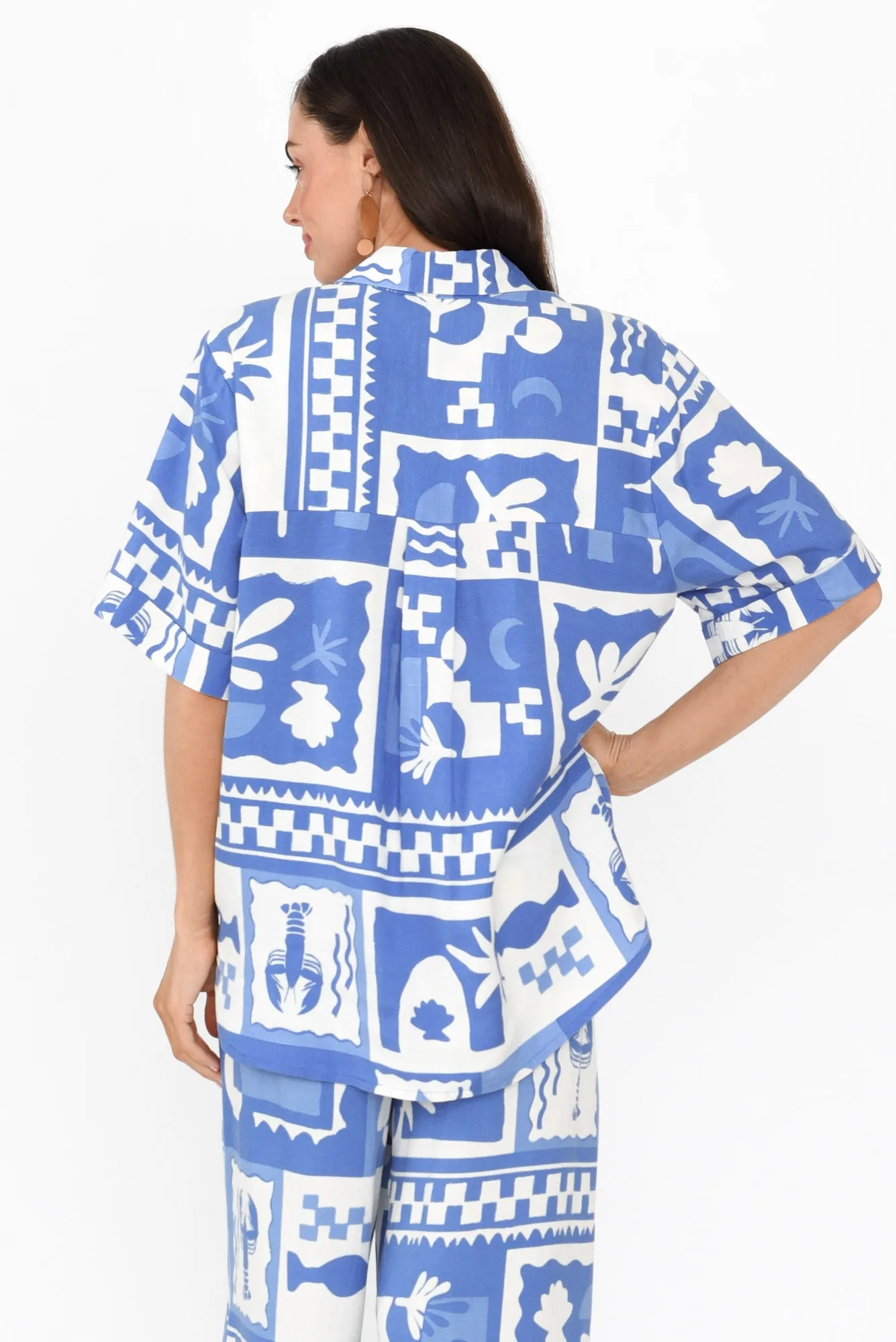 Holiday Blue Seaside Linen Blend Shirt sold by Blue Bungalow product image thumbnail 4