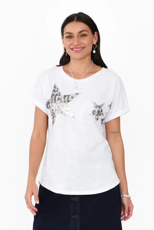 Hailey Silver Star Cotton Tee sold by Blue Bungalow