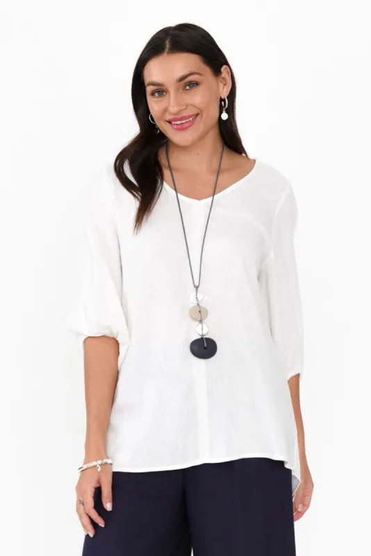 Elanora White Linen Blend Top sold by Blue Bungalow