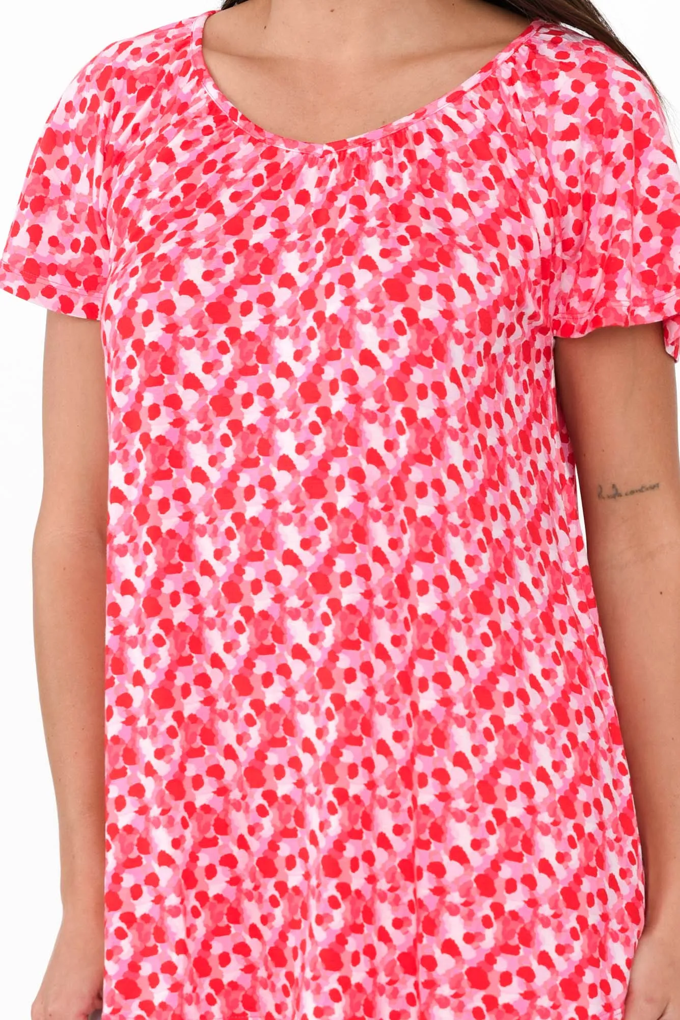 Cora Pink Spot Bamboo Blend Shirred Top sold by Blue Bungalow product image thumbnail 5