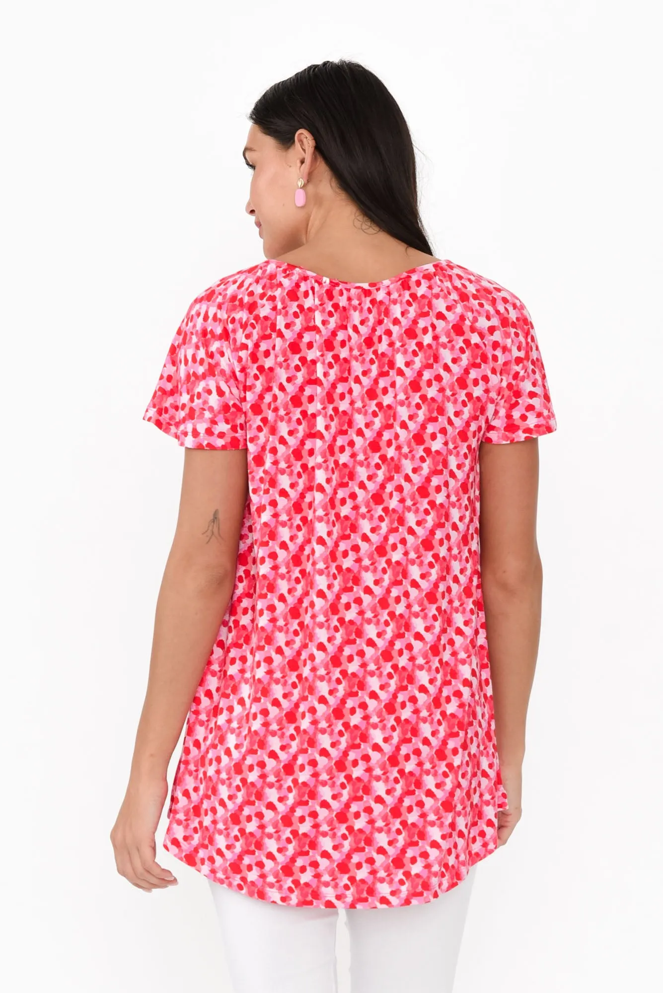 Cora Pink Spot Bamboo Blend Shirred Top sold by Blue Bungalow product image thumbnail 4
