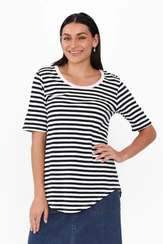 Ariana Navy Contrast Cotton Tee sold by Blue Bungalow