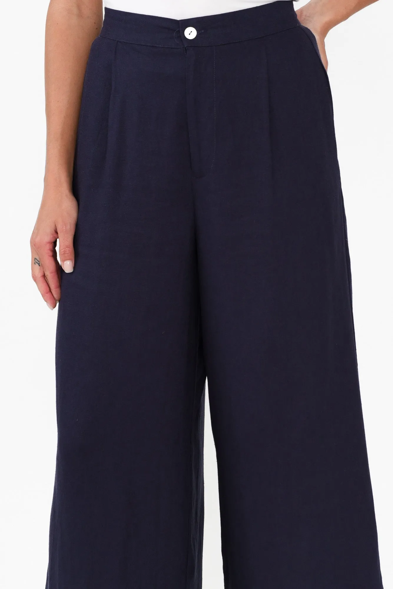 Aspen Navy Linen Blend Wide Leg Pants sold by Blue Bungalow product image thumbnail 5