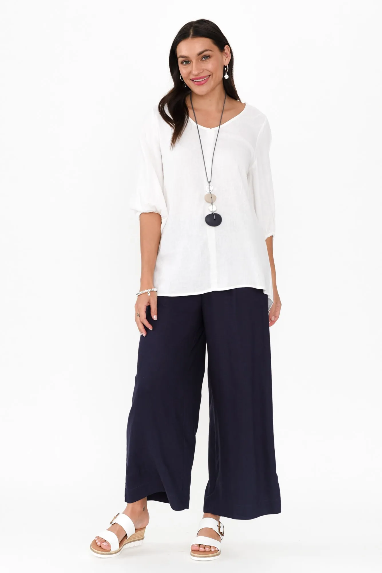 Aspen Navy Linen Blend Wide Leg Pants sold by Blue Bungalow product image thumbnail 2