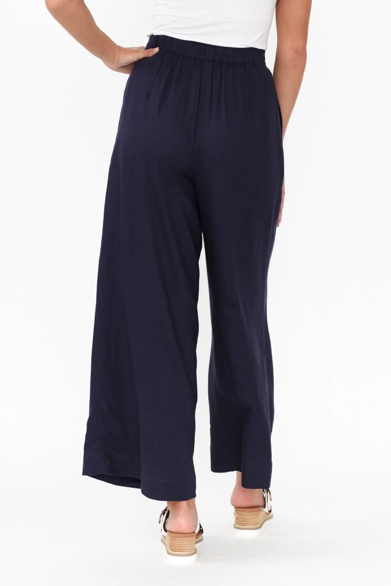 Aspen Navy Linen Blend Wide Leg Pants sold by Blue Bungalow product image thumbnail 4