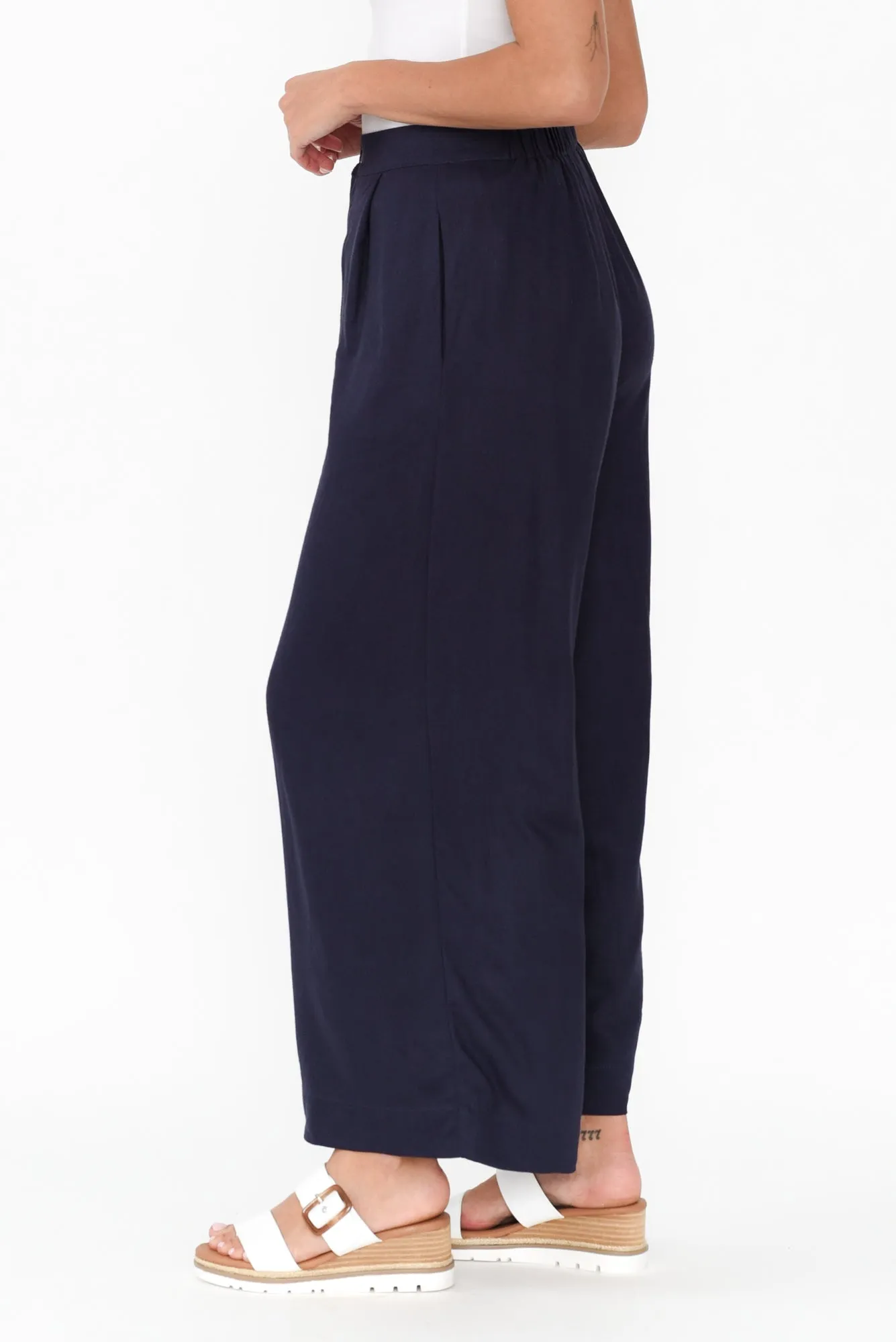 Aspen Navy Linen Blend Wide Leg Pants sold by Blue Bungalow product image thumbnail 3