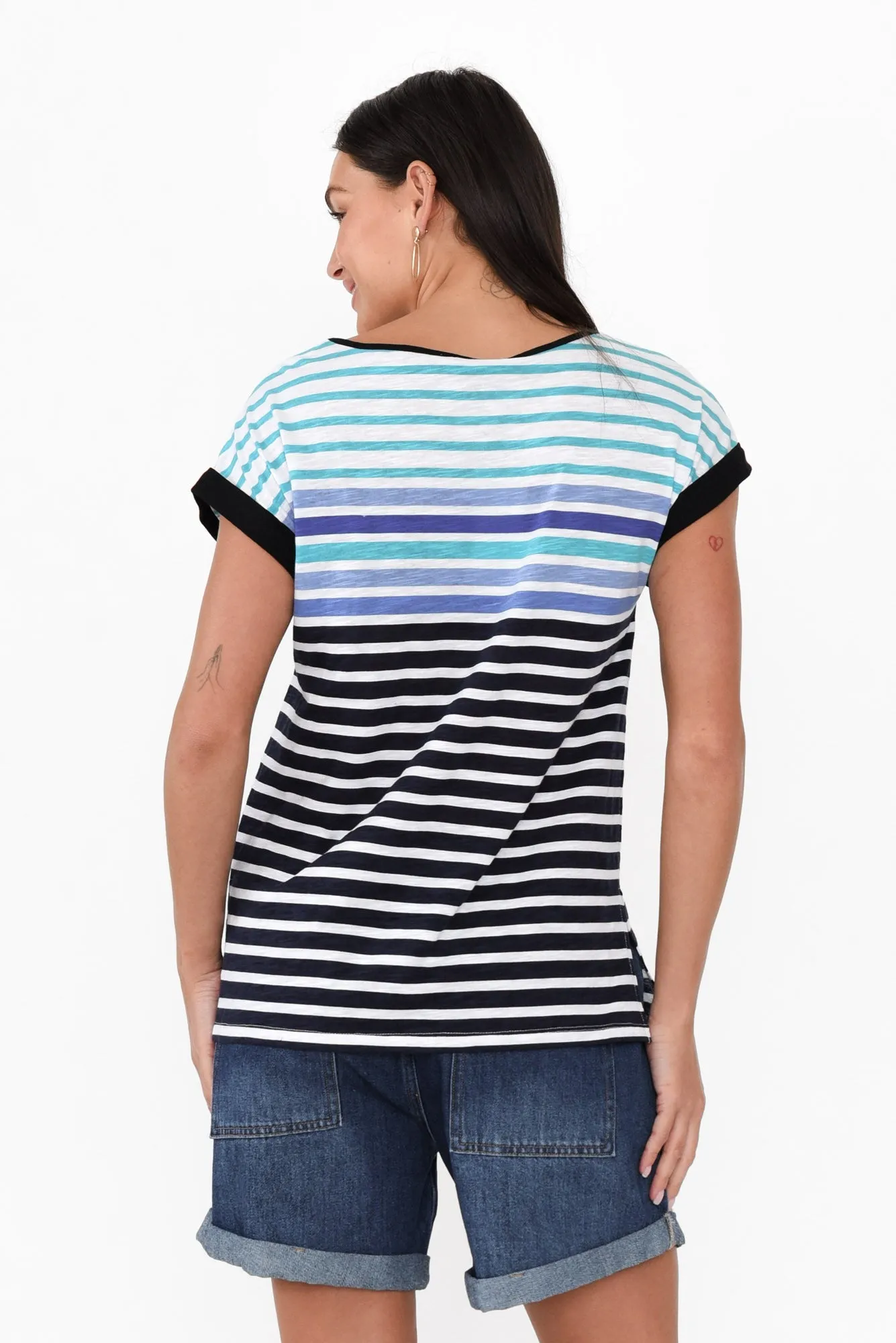Gracie Blue Stripe Cotton Tee sold by Blue Bungalow product image thumbnail 4