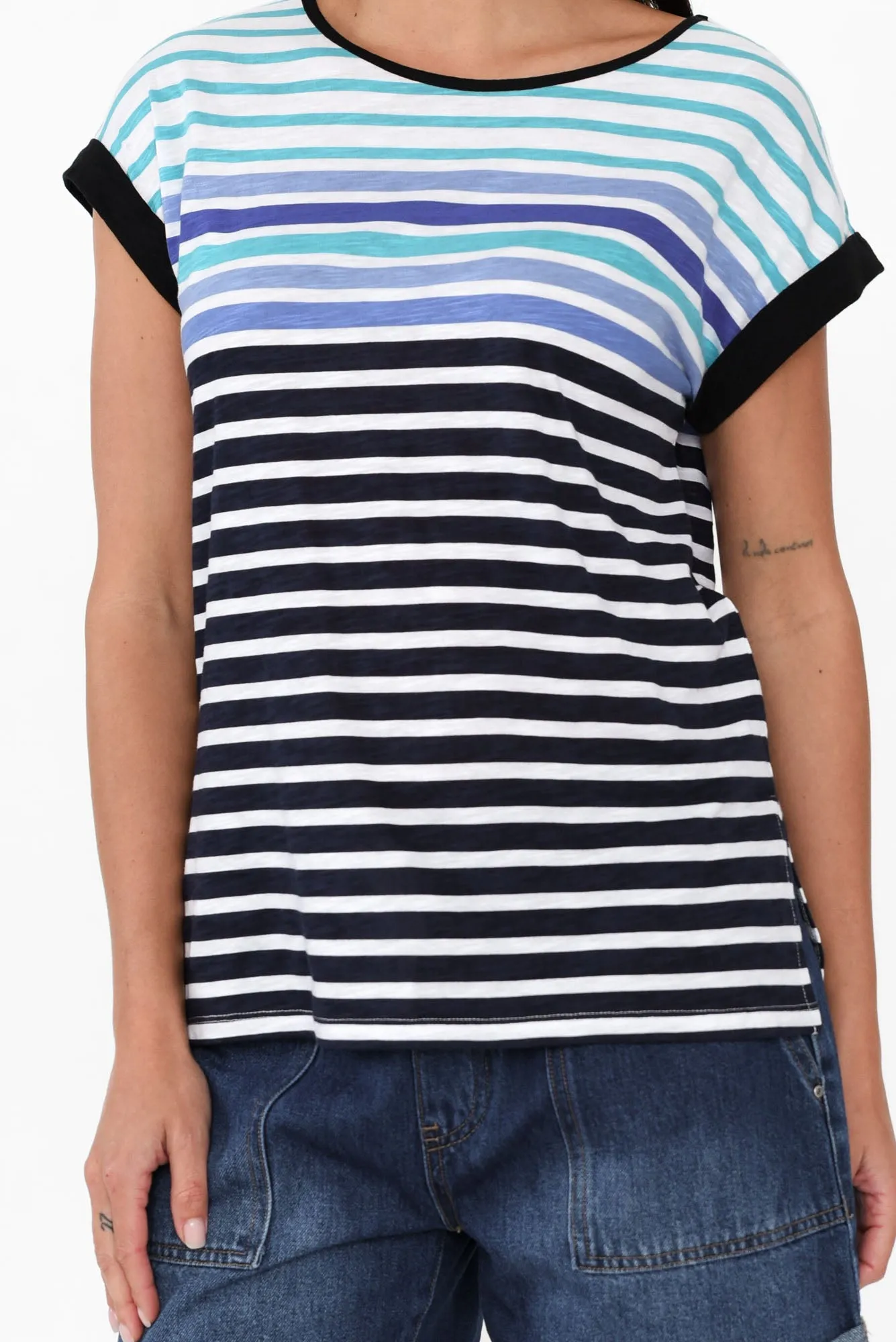 Gracie Blue Stripe Cotton Tee sold by Blue Bungalow product image thumbnail 5