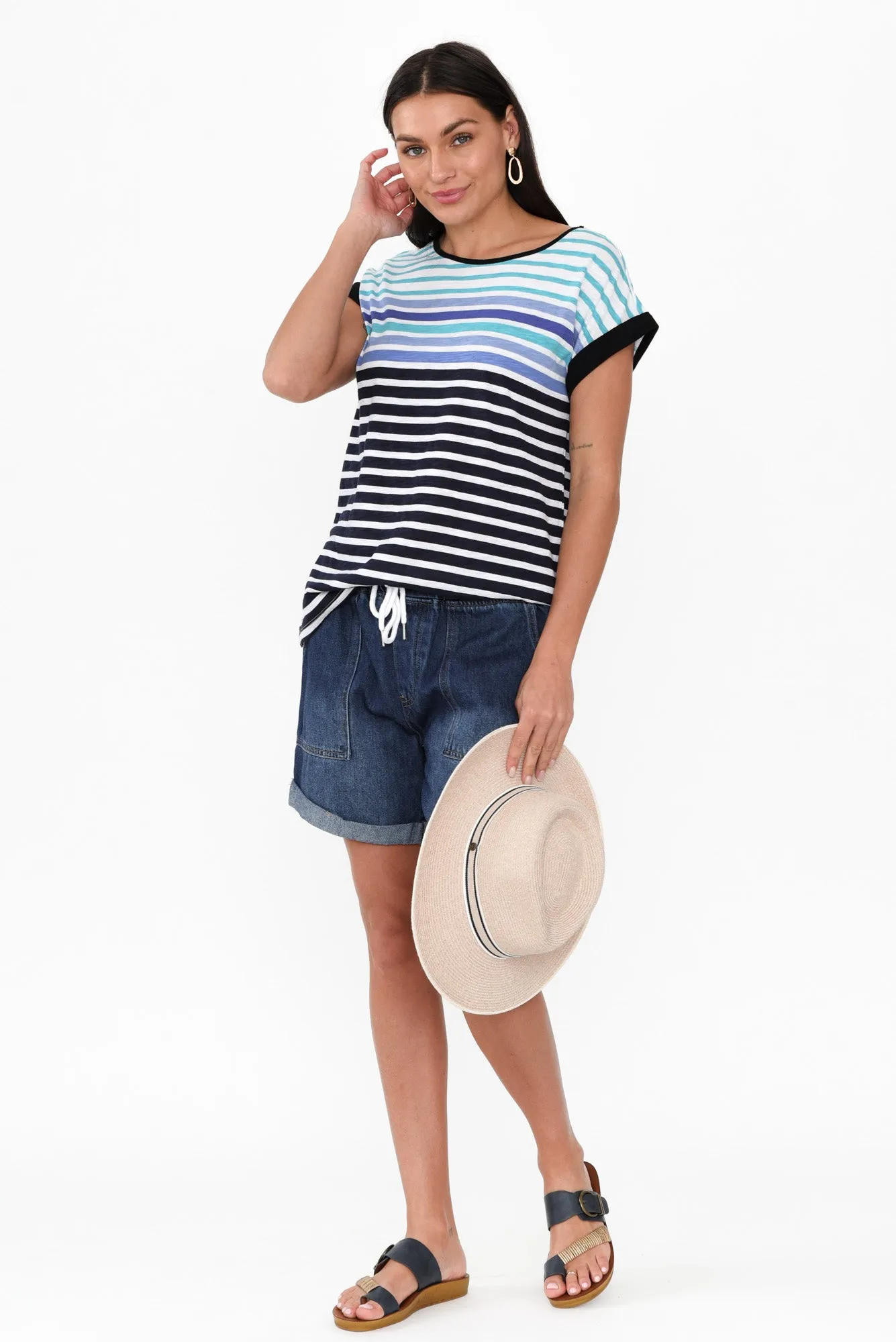 Gracie Blue Stripe Cotton Tee sold by Blue Bungalow product image thumbnail 2