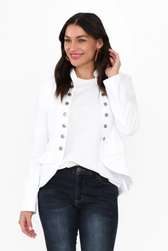 Stacey White Cotton Military Jacket sold by Blue Bungalow