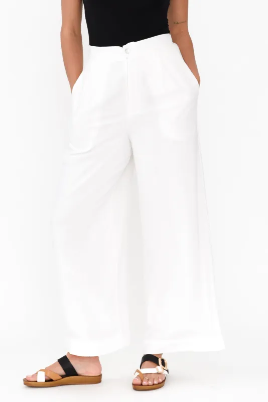 Aspen White Linen Blend Wide Leg Pants sold by Blue Bungalow