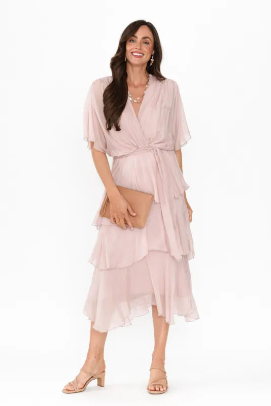 Natalie Blush Silk Layer Dress sold by Blue Bungalow