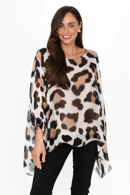 Cartier Brown Leopard Silk Layer Top sold by Blue Bungalow