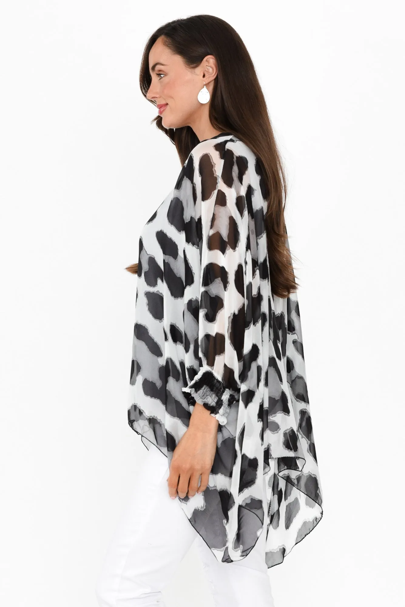 Cartier Black Leopard Silk Layer Top sold by Blue Bungalow product image thumbnail 3